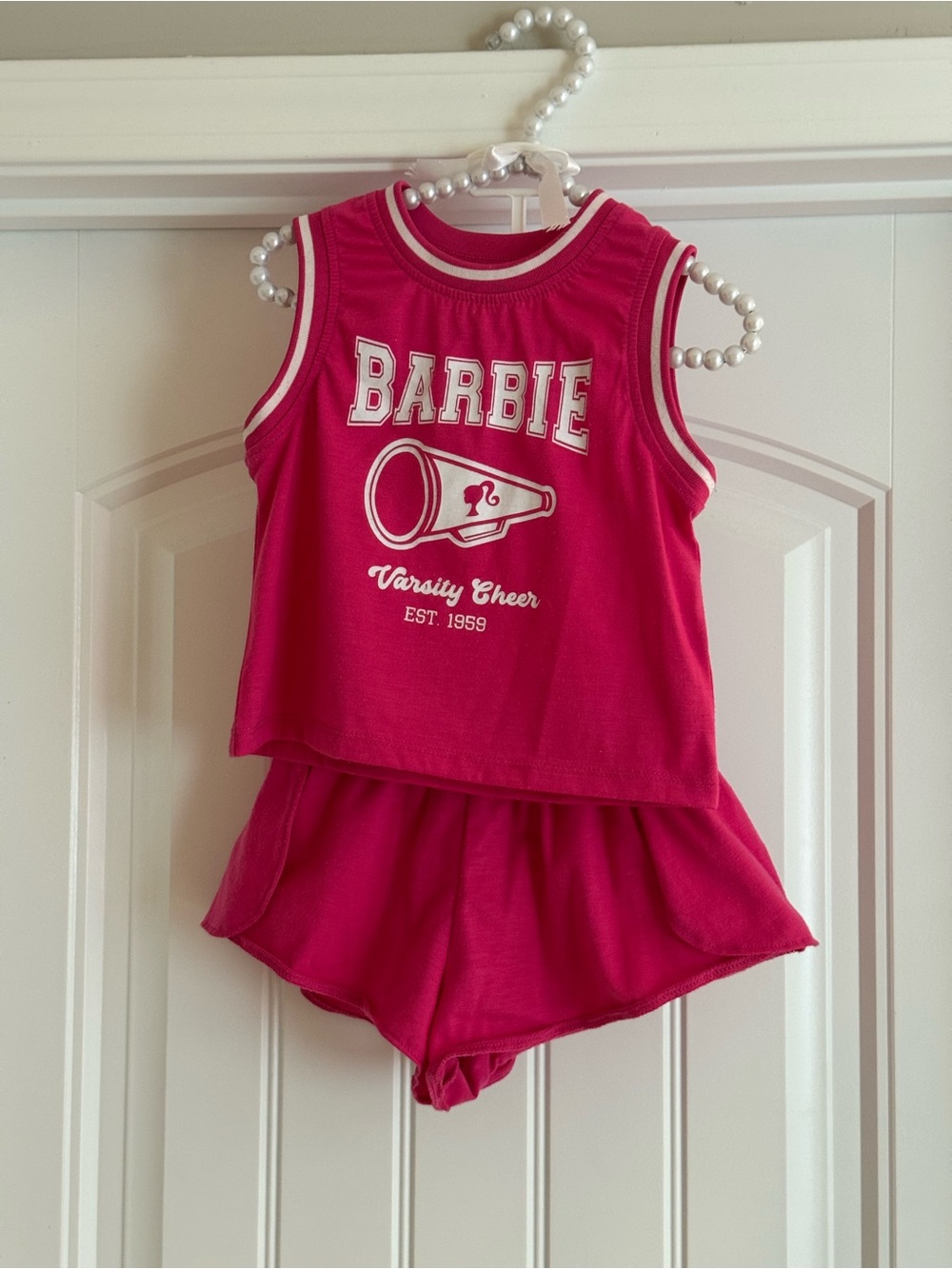 Barbie Hot Pink Girls' Tank Top with White Stripe Detail